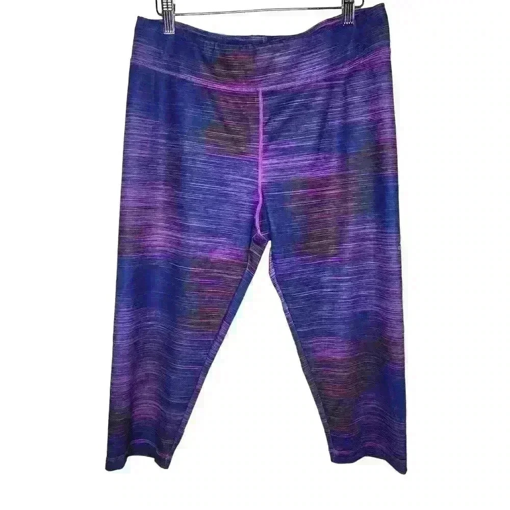 Adidas climalite women's purple orange cropped athletic leggings size XL